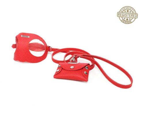 Basic. Set pettorina e guinzaglio con porta sacchetti in pelle per cane