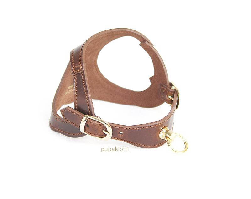 Gold. Pettorina ergonomica e regolabile fashion in cuoio per cani - Image 4