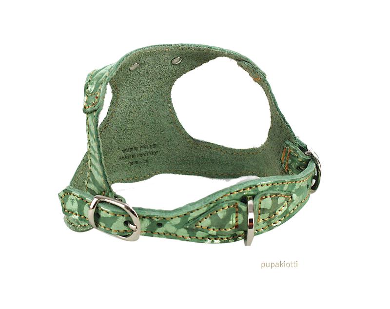 Special. Set pettorina e guinzaglio con porta sacchetti in pelle per cane. Fantasia Lamé - Image 2