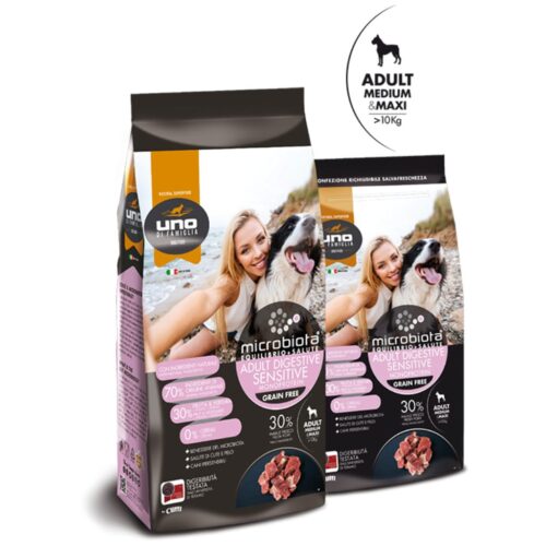 Uno di Famiglia Microbiota ADULT DIGESTIVE SENSITIVE MONOPROTEIN MEDIUM & MAXI